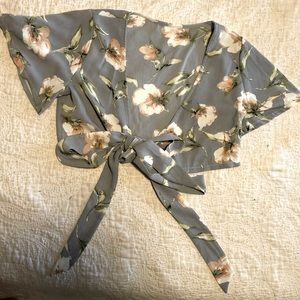 Shein floral blue crop top